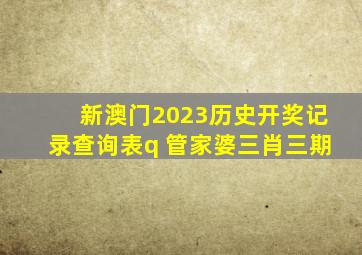 新澳门2023历史开奖记录查询表q 管家婆三肖三期